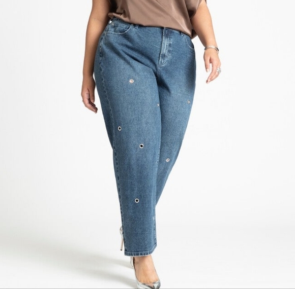 Eloquii Denim - Eloquii Jeans with Grommet Detailing
